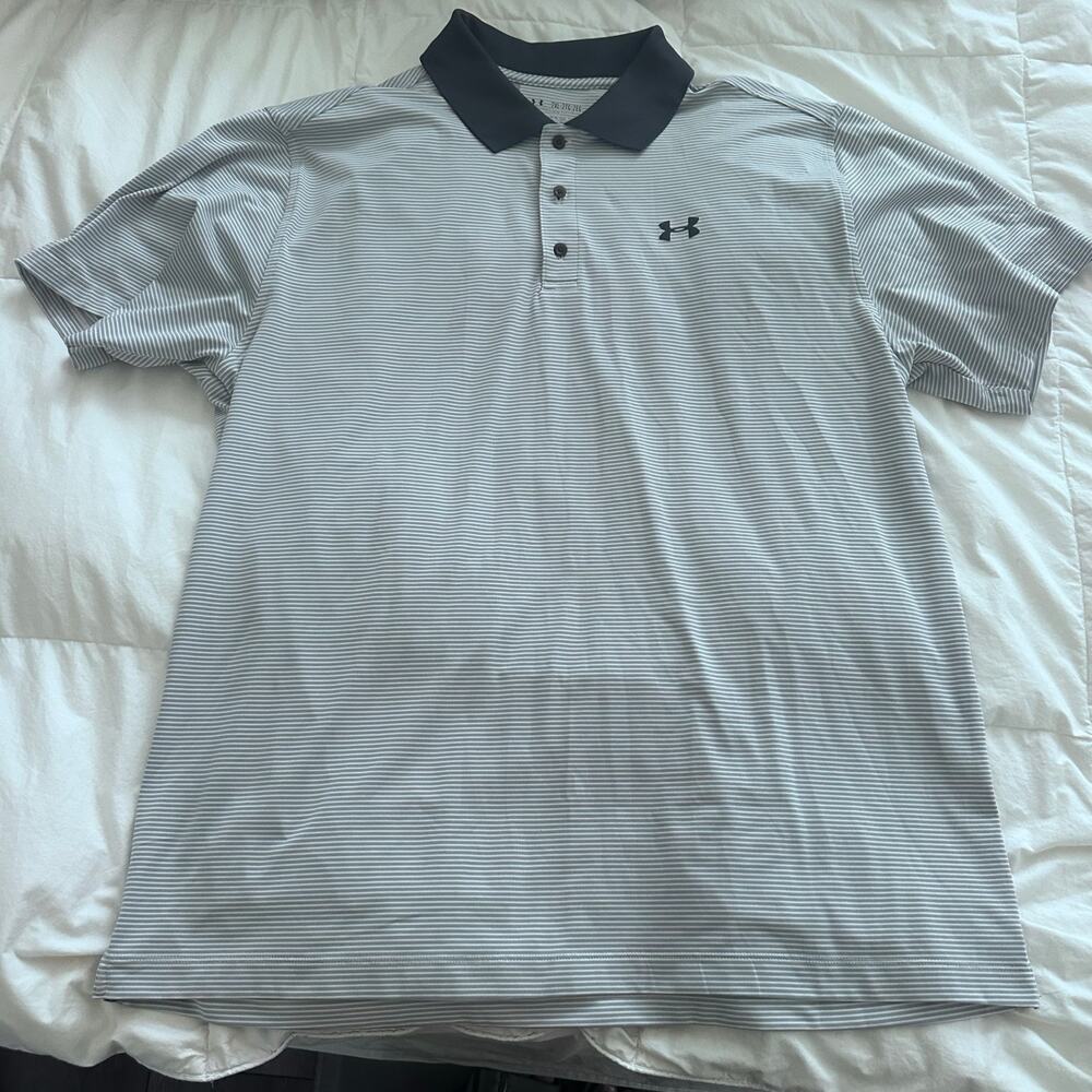 Under Armour Men's Playoff Polo Shirt - XXL - Blue Stripe - Picture 4 of 6
